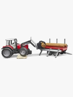 Bruder Massey Ferguson 7480 Traktor m. Frontlæsser & Tømmeranhænger