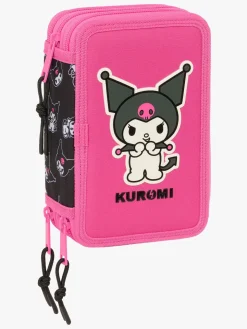 Hello Kitty Kuromi Penalhus med 3 Rum, Lyserød/sort