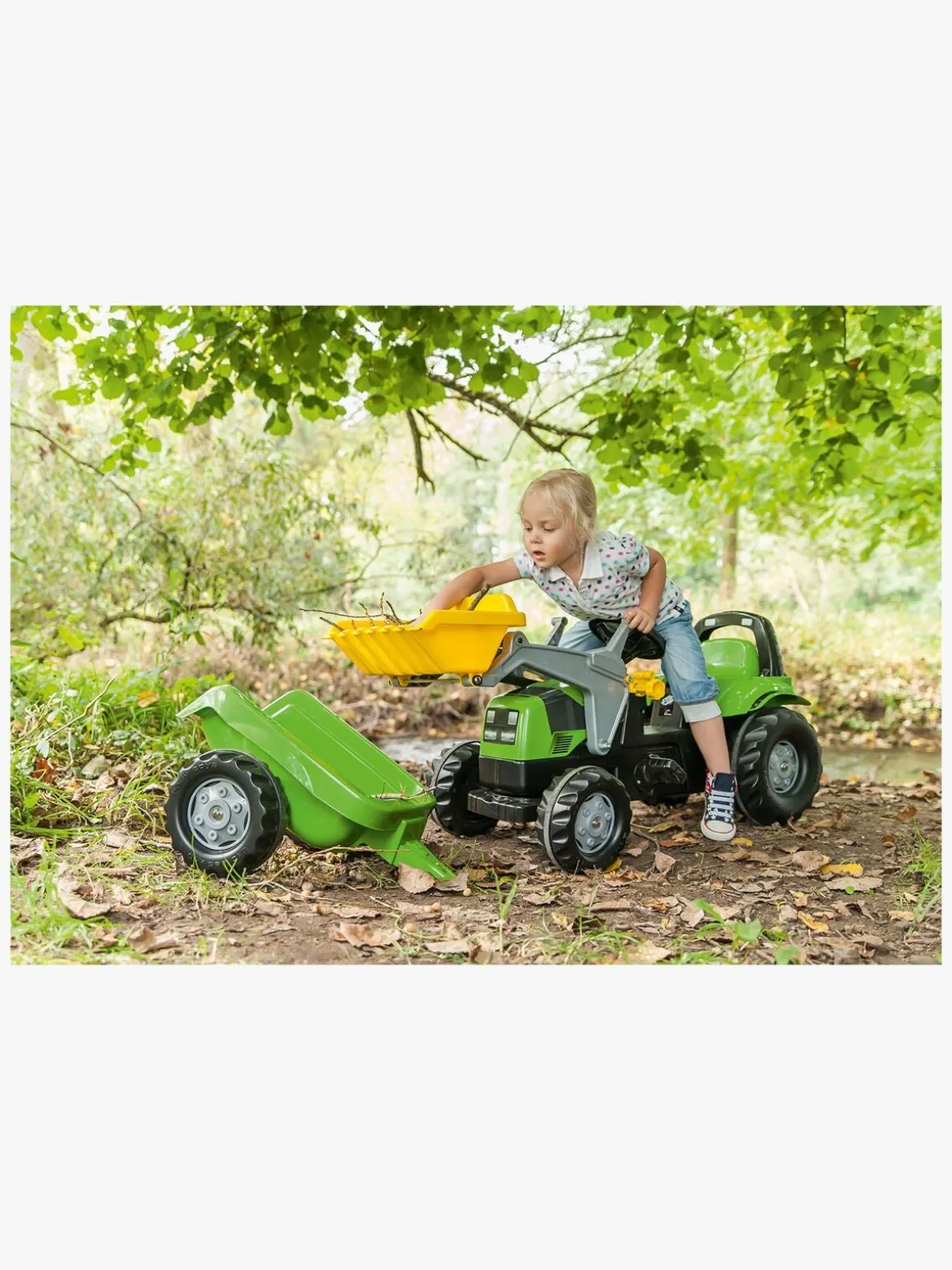Rolly Toys Traktor med Frontlæsser og Anhænger, Grøn